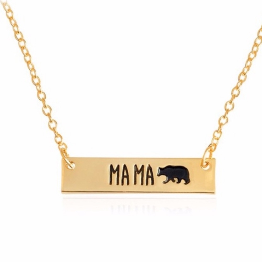 Dainty Mama Bear Pendant Necklace In Gold